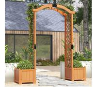 Arche de Jardin en Bois - RELAX4LIFE - 2 Bac à Fleurs - Trou de Drainage - Arbre en Bois Solide pour Plantes Grimpantes - Jaune