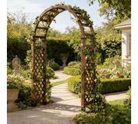 Arche de Jardin en Bois, Support de Fond avec Toit Suspendu et Treillis latéral, pergola d'extérieur, Treillis pour Jardin, Cour, pelouse, Patio, fête(Brown)