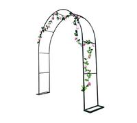 Arche de jardin en fer forgé vert foncé avec plaque de base amovible - Support d'escalade robuste pour fleurs et plantes, parfait pour la décoration intérieur/extérieur (180 x 250 x 40 cm)