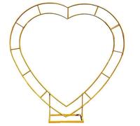 Arche de jardin en forme de cœur en métal blanc doré pour décoration extérieure 180 x 180 cm Parfait pour les fêtes sur la pelouse Toile de fond photo et événements