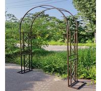 Arche de jardin en métal - 230 cm de haut x 140-340 cm de large - Robuste - Pour plantes grimpantes et plantes grimpantes - Décoration de mariage et de fête - Marron - 180 x 230 x 40 cm