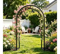 Arche de Jardin en Métal avec Base, Grand Arceau À Rosiers pour Plantes Grimpantes - Tuteur Plante Extérieur Portique Fleuri pour Cérémonie de Mariage - Décoration Anniversaire(Black,W2.40 x H2.20m)
