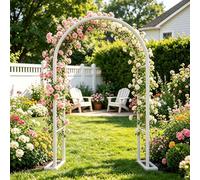 Arche de Jardin en Métal avec Base, Grand Arceau À Rosiers pour Plantes Grimpantes - Tuteur Plante Extérieur Portique Fleuri pour Cérémonie de Mariage - Décoration Anniversaire(White,W1.8 x H2.20m)