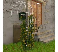 Arche de jardin en métal avec motif rose élégant pour décoration extérieure, idéale pour plantes grimpantes et support d'arbre, blanc, 150 x 240 cm