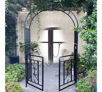 Arche de jardin en métal avec portail, 210,1 x 114,3 cm (H x l) - Treillis d'escalade extérieur pour mariage, support de plante de rose, pergola noire pour pelouse et décoration de jardin