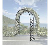 Arche de jardin en métal avec treillis et pergola pour plantes grimpantes - Arche d'extérieur robuste avec revêtement en poudre - Structure solide pour rosiers et vignes - Arche de jardin noire - 300