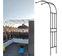 Arche de jardin en métal avec treillis, support de rose en acier enduit de polyéthylène, pergola décorative pour mariages, 90 cm x 40 cm x 240 cm, paysage extérieur,