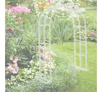 Arche de jardin en métal blanc pour plantes grimpantes, arche décorative pour mariage et fêtes en plein air, disponible en 0,8 x 2 m, 1,4 x 2,3 m et 3 x 2,5 m avec bases stables.