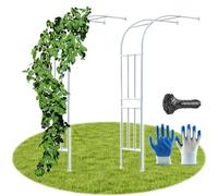 Arche de jardin en métal blanc pour plantes grimpantes semi-arcos di rosa, pergola antirouille, 1,2 m x 2,4 m, support extérieur pour rosiers et vignes, design robuste demi-paroi