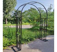 Arche de jardin en métal de 140,7 cm à 340,4 cm, treillis réglable pour plantes grimpantes, décoration de cérémonie en plein air, parfaite pour la pelouse et les fêtes de jardin (noir)