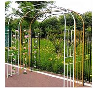 Arche de Jardin en métal de 2,4 m pour Plantes grimpantes, Grande pergola Robuste, Treillis, Arche de Mariage, pour pelouse, Patio, décoration de Jardin, Cour, Noir/Blanc (doré 220 x 240 x 40 cm)