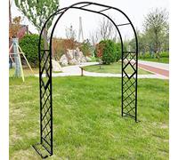 Arche de jardin en métal galvanisé antirouille - Treillis en fer forgé pour plantes grimpantes, décoration extérieure de mariage disponible en 140-340 cm de largeur, couleur noire