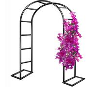 Arche de jardin en métal noir facile à assembler pour plantes grimpantes, cérémonie de mariage, treillis durable pour rosiers, 2,3 m x 2 m, décoration de jardin