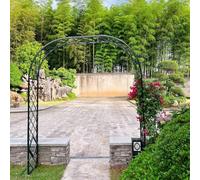 Arche de jardin en métal noir pour plantes grimpantes - Base large robuste - 140 - 300 cm de hauteur - Hauteur : 230 cm - Support durable pour plantes grimpantes - Décoration extérieure