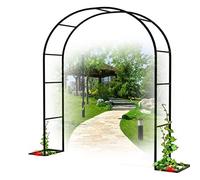 Arche de jardin en métal, noir, support solide et rose, diamètre du tuyau : 19 mm, options de taille : l 140 x H 230 cm, l 180 x H 220 cm, l 350 x H 40 x H 220 cm, parfait pour les plantes grimpantes.