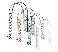 Arche de jardin en métal pour extérieur, treillis d'arche en acier robuste pour plantes, glycine, clématite, jasmin, escalade, mariage, extérieur, pelouse, terrasse, pergola, 1,4 m à 3,4 m (noir, 3 x