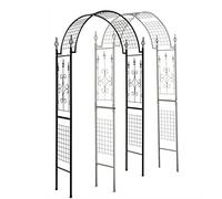 Arche de jardin en métal pour plantes grimpantes, 130 x 230 x 40 cm, pergola noire, treillis de roses en fer forgé, décoration extérieure, support tube carré pour aménagement paysager de jardin