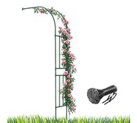 Arche de jardin en métal pour plantes grimpantes - 150 cm de large x 240 cm de haut - Treillis pergola en acier pour roses, jasmin et fleurs - Support de terrasse extérieur finition verte (260 x 240