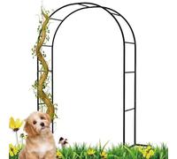 Arche de jardin en métal pour plantes grimpantes, auvent de mariage extérieur avec base noire, 240 cm x 220 cm, durable, design élégant, parfait pour la décoration de jardin et les événements