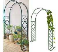 Arche de jardin en métal pour plantes grimpantes, support de rose résistant aux intempéries, tonnelle décorative pour une utilisation en extérieur, 220/240 cm de hauteur, finition verte, parfaite pour