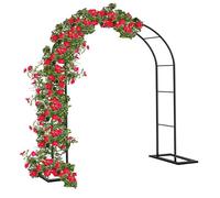 Arche de jardin en métal pour plantes grimpantes, treillis de mariage - Cadre en acier noir résistant aux intempéries facile à assembler extérieur/intérieur 180 x 220 cm avec base