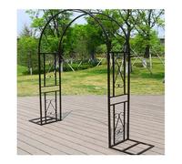 Arche de jardin en métal pour plantes grimpantes - Treillis robuste avec base - Support pour plantes d'extérieur - Noir/blanc/vert/marron - 260 x 230 x 40 cm - Parfait pour les terrasses et les cours
