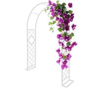 Arche de jardin en métal pour roses - 260 cm x 240 cm - Support robuste pour plantes grimpantes - Décoration de mariage et de balcon - Blanc - Pour vignes et fleurs - Amélioration du paysage extérieur