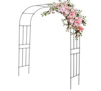 Arche de jardin en métal - Résistante aux intempéries - Aide à l'escalade - Pour plantes grimpantes - Décoration de mariage - Blanc - 2,10 m x 2,40 m