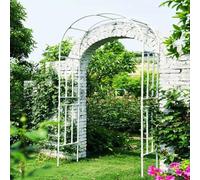 Arche de jardin en métal robuste de 2,5 m, treillis pergola, idéal pour rosiers et plantes grimpantes, support de décoration extérieur, finition noire, grande taille (blanc, 320 x 240 x 40 cm)