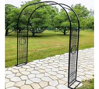 Arche de jardin en métal robuste, pergola noire pour plantes grimpantes, support de fleurs et de vigne d'extérieur - Treillis de jardin de 259 cm de large x 231 cm de haut pour une meilleure