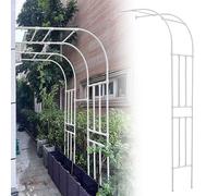 Arche de jardin en métal semi-circulaire pour plantes grimpantes - Largeur réglable 0,6 à 3 m - Pergola murale en acier blanc - 250 x 240 cm (l x H) - Parfaite pour la décoration extérieure.