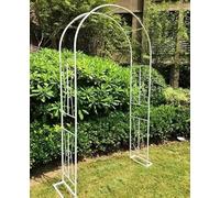 Arche de jardin en métal, treillis blanc de 240 cm pour plantes grimpantes, cadre robuste pour décoration de mariage et de fête, pergola extérieure pour décoration de jardin