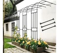 Arche de jardin extérieure en métal, pergola noire pour roses et vignes, grand treillis demi-arche pour mariages et cérémonies, décoration intérieur/extérieur (l 250 x H 240 cm)