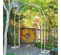 Arche de Jardin Extra Large en métal Robuste de 2,2 m - Tonnelle en Acier Solide de 0,8 m à 3,5 m pour rosiers grimpants, décoration de Mariage et Structures extérieures - Blanc (140 cm L x