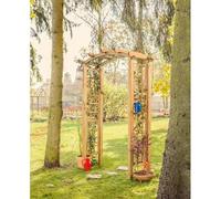 Arche de Jardin OLYMPIO en Bois avec Treillis - Pergola décorative pour Plantes grimpantes - Structure extérieure Naturelle