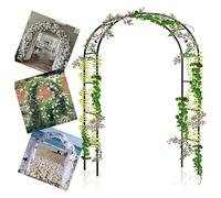 Arche de jardin, pergola, treillis en métal pour rosiers grimpants, structure en acier robuste, support d'arche de mariage, 16 x 18 m, design tubulaire, décoration extérieure durable