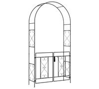 Arche De Jardin Portillon Treillis Style Fer Forgé Métal Époxy Noir Noir