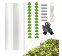 Arche de jardin pour couverture de rangée, 18 pièces, cadre en maille en | Serre tunnel en fibre de verre de 43 cm de long avec thermomètre et gants pour une utilisation dans un parterre surélevé avec