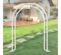 Arche de jardin pour plantes grimpantes, arche de rose en fer forgé, treillis pour vignes et fleurs, blanc, 2,4 m de large x 2,2 m de haut, décoration extérieure durable