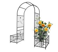 Arche de jardin pour plantes grimpantes avec supports de pots de fleurs - Décoration extérieure robuste, parfaite pour l'entrée de jardin