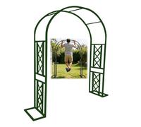 Arche de jardin pour plantes grimpantes, cadre d'arche robuste avec base, treillis en métal pour terrasse et pelouse, arche antirouille comme toile de fond pour décoration de fête (rayures vertes