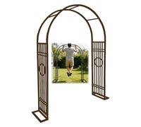 Arche de jardin pour plantes grimpantes, cadre d'arche robuste avec base, treillis en métal pour terrasse et pelouse, arche antirouille comme toile de fond pour décoration de fête (cercle marron