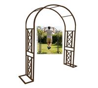 Arche de jardin pour plantes grimpantes de 139,7 à 340,4 cm, cadre d'arche robuste avec base, treillis d'arche en métal pour terrasse et pelouse, arche antirouille comme toile de fond pour décoration