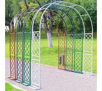 Arche de jardin pour plantes grimpantes en métal résistant à la rouille en fer forgé noir/blanc/vert. Grande taille de 330 cm x 250 cm, parfaite pour la décoration extérieure