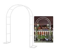 Arche de jardin pour plantes grimpantes, kit d'arche de ballons en métal blanc pour décoration de pelouse, fête et mariage, large et rond