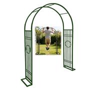 Arche de Jardin pour Rosiers et Plantes Grimpantes, Arceau Résiste à la Rouille Robuste avec Base, Support pour Plantes Grimpantes, Décoration de Fête, Mariage(Green-Circle,W180xH240cm)