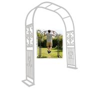 Arche de Jardin pour Rosiers et Plantes Grimpantes, Arceau Résiste à la Rouille Robuste avec Base, Support pour Plantes Grimpantes, Décoration de Fête, Mariage(White-Flower,W260xH270cm)