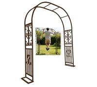 Arche de Jardin pour Rosiers et Plantes Grimpantes, Arceau Résiste à la Rouille Robuste avec Base, Support pour Plantes Grimpantes, Décoration de Fête, Mariage(Brown-Flower,W260xH240cm)