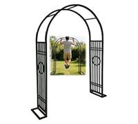 Arche de Jardin pour Rosiers et Plantes Grimpantes, Arceau Résiste à la Rouille Robuste avec Base, Support pour Plantes Grimpantes, Décoration de Fête, Mariage(Black-Circle,W140xH270cm)