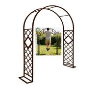 Arche de Jardin pour Rosiers et Plantes Grimpantes, Arceau Résiste à la Rouille Robuste avec Base, Support pour Plantes Grimpantes, Décoration de Fête, Mariage(Brown-Grid,W340xH270cm)